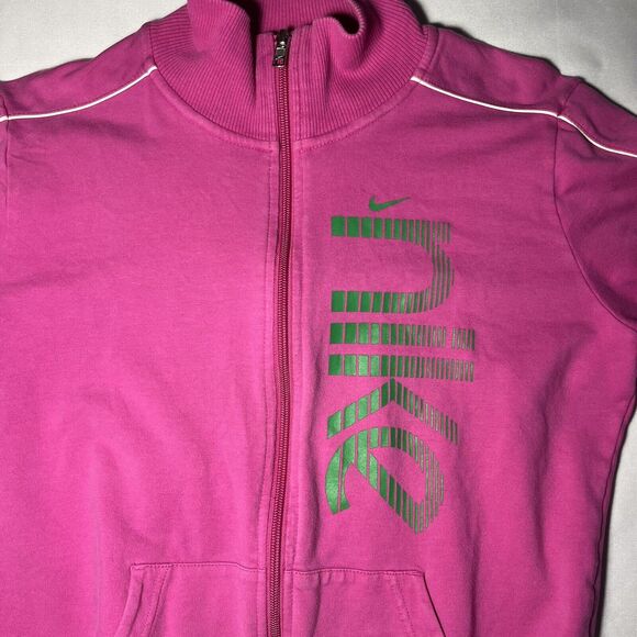 Nike Girls Pink Track Jacket Youth L (12-14) Logo Full Zip Y2K Retro Vintage - Picture 2 of 8